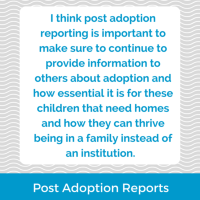 Why do sending countries want post adoption reports? 