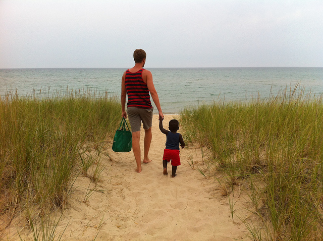 boy - dad - beach - summer